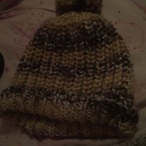 Gray whit black and Beige holiday beanie